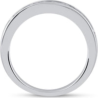 GND 14K White Gold Princess Diamond Channel-Set Wedding Band - 0.50 Carat Total Diamond Weight