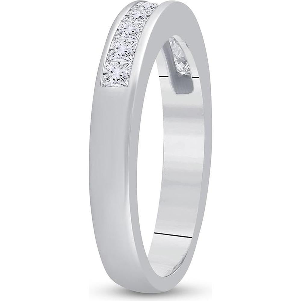GND 14K White Gold Princess Diamond Channel-Set Wedding Band - 0.50 Carat Total Diamond Weight
