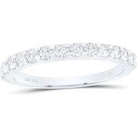 GND 14K White Gold Prong Set Round Diamond Wedding Anniversary Band - 1/2 Carat Total Diamond Weight