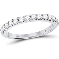 GND 14K White Gold Prong Set Round Diamond Wedding Anniversary Band - 1/2 Carat Total Diamond Weight