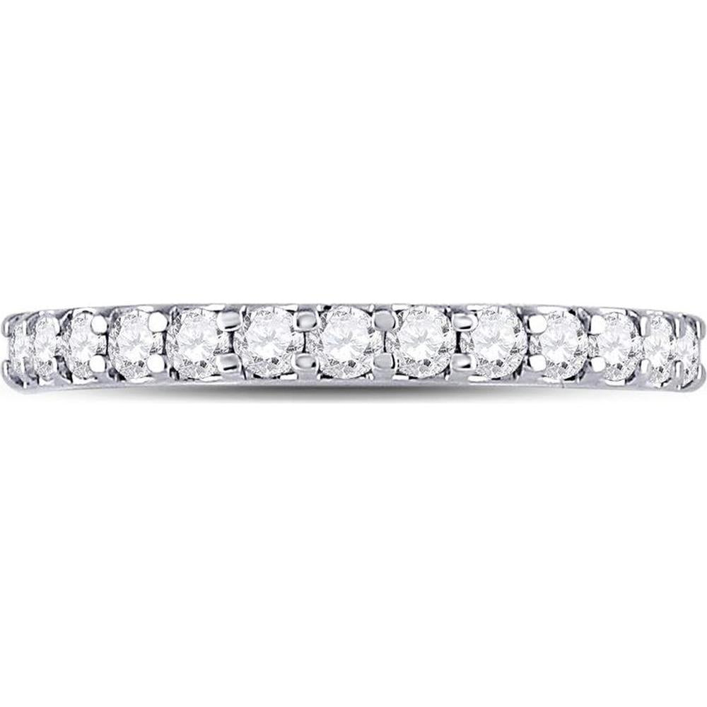 GND 14K White Gold Prong Set Round Diamond Wedding Anniversary Band - 1/2 Carat Total Diamond Weight