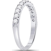 GND 14K White Gold Prong Set Round Diamond Wedding Anniversary Band - 1/2 Carat Total Diamond Weight