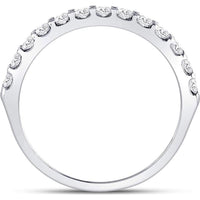 GND 14K White Gold Prong Set Round Diamond Wedding Anniversary Band - 1/2 Carat Total Diamond Weight