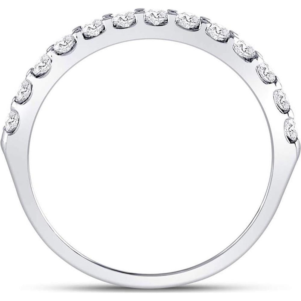 GND 14K White Gold Prong Set Round Diamond Wedding Anniversary Band - 1/2 Carat Total Diamond Weight