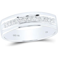 GND 14K White Gold Prong Set Round Diamond Wedding Band - 0.21 Carat Total Diamond Weight