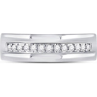 GND 14K White Gold Prong Set Round Diamond Wedding Band - 0.21 Carat Total Diamond Weight