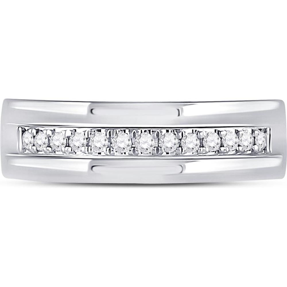 GND 14K White Gold Prong Set Round Diamond Wedding Band - 0.21 Carat Total Diamond Weight