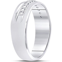 GND 14K White Gold Prong Set Round Diamond Wedding Band - 0.21 Carat Total Diamond Weight