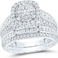 GND 14K White Gold Round Diamond Bridal Wedding Ring Set – 1.47 Carats Total Diamond Weight