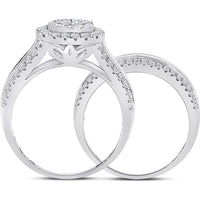 GND 14K White Gold Round Diamond Bridal Wedding Ring Set – 1.47 Carats Total Diamond Weight