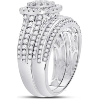 GND 14K White Gold Round Diamond Bridal Wedding Ring Set – 1.47 Carats Total Diamond Weight