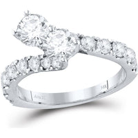 GND 14K White Gold Round Diamond Bridal Wedding Ring Set with Pave Diamonds - 2.00 Carat Total Diamond Weight