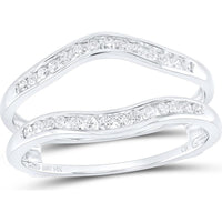 GND 14K White Gold Round Diamond Channel-Set Ring Guard Wrap Enhancer - 0.25 Carat Total Diamond Weight