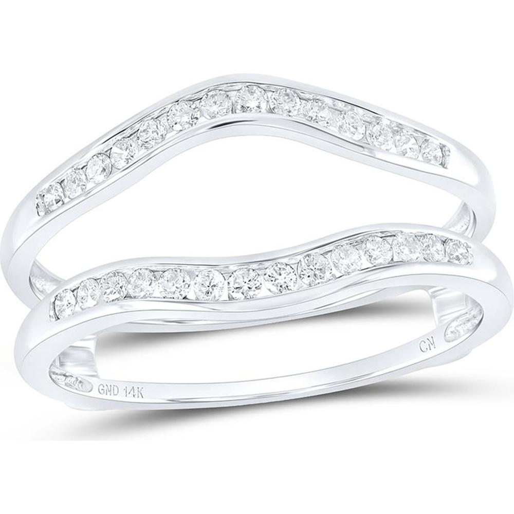GND 14K White Gold Round Diamond Channel-Set Ring Guard Wrap Enhancer - 0.25 Carat Total Diamond Weight