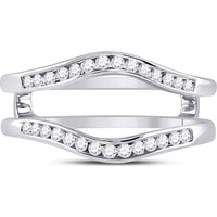 GND 14K White Gold Round Diamond Channel-Set Ring Guard Wrap Enhancer - 0.25 Carat Total Diamond Weight