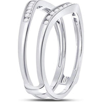 GND 14K White Gold Round Diamond Channel-Set Ring Guard Wrap Enhancer - 0.25 Carat Total Diamond Weight