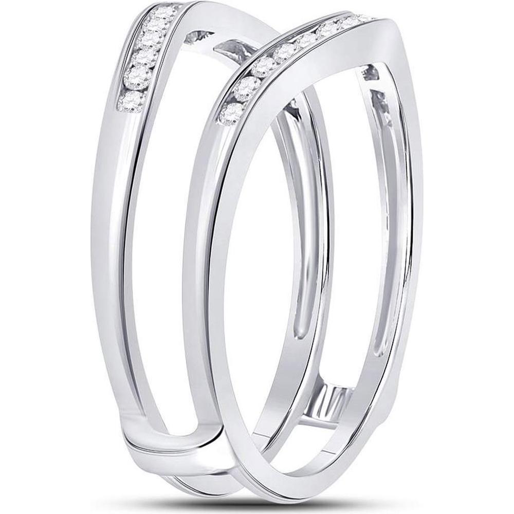 GND 14K White Gold Round Diamond Channel-Set Ring Guard Wrap Enhancer - 0.25 Carat Total Diamond Weight