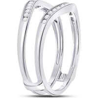 GND 14K White Gold Round Diamond Channel-Set Ring Guard Wrap Enhancer - 0.25 Carat Total Diamond Weight