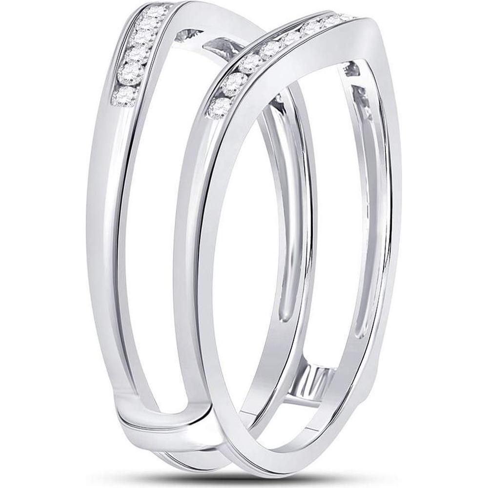 GND 14K White Gold Round Diamond Channel-Set Ring Guard Wrap Enhancer - 0.25 Carat Total Diamond Weight