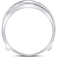 GND 14K White Gold Round Diamond Channel-Set Ring Guard Wrap Enhancer - 0.25 Carat Total Diamond Weight