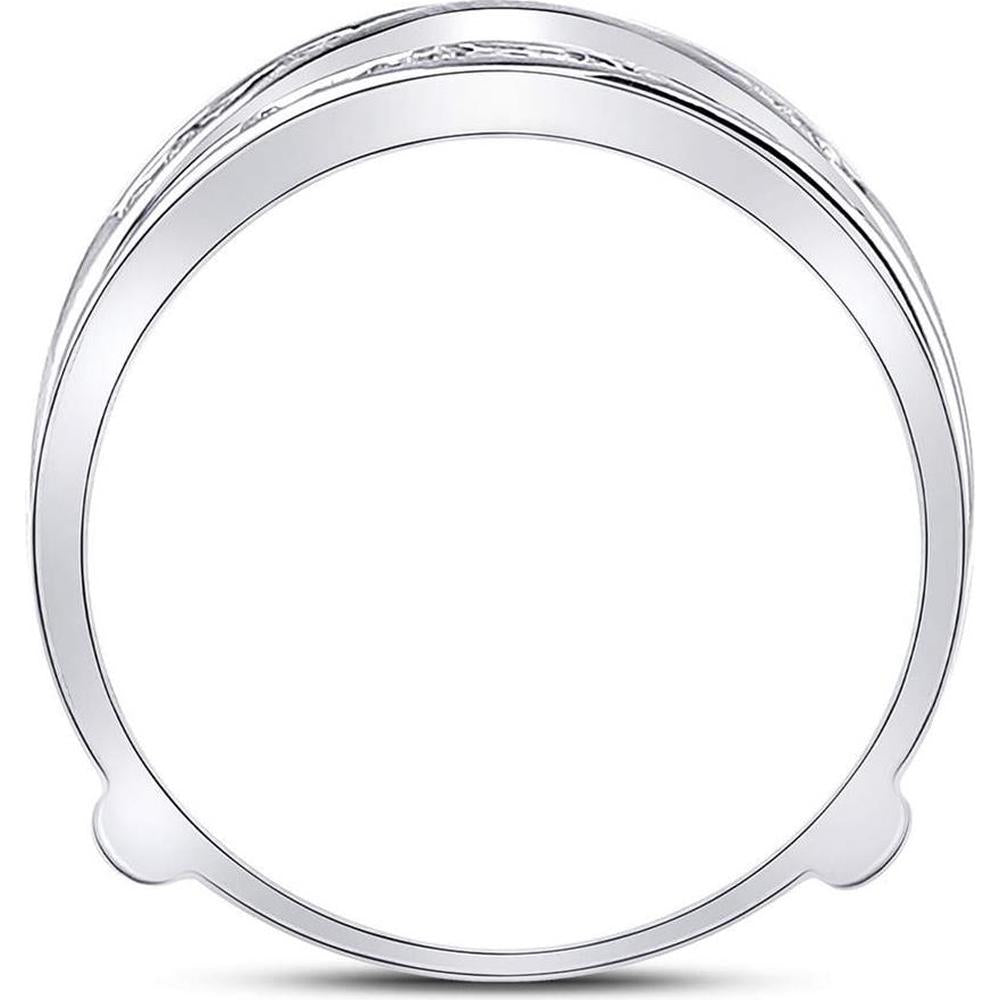 GND 14K White Gold Round Diamond Channel-Set Ring Guard Wrap Enhancer - 0.25 Carat Total Diamond Weight