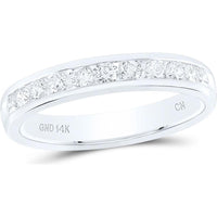 GND 14K White Gold Round Diamond Channel-Set Wedding Band - 0.50 Carat Total Diamond Weight