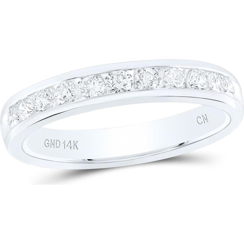 GND 14K White Gold Round Diamond Channel-Set Wedding Band - 0.50 Carat Total Diamond Weight