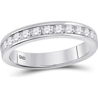 GND 14K White Gold Round Diamond Channel-Set Wedding Band - 0.50 Carat Total Diamond Weight