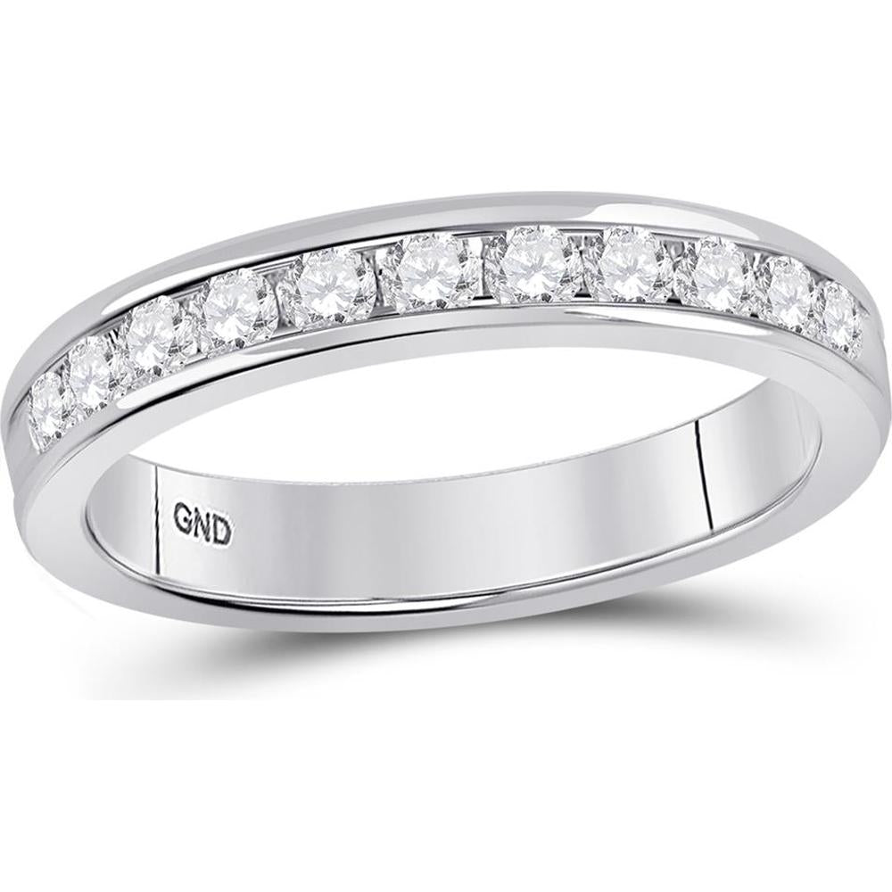 GND 14K White Gold Round Diamond Channel-Set Wedding Band - 0.50 Carat Total Diamond Weight