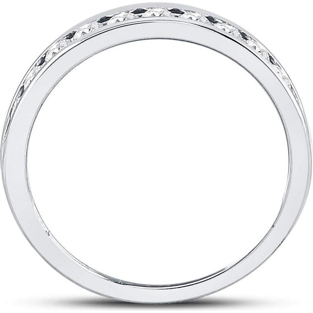 GND 14K White Gold Round Diamond Channel-Set Wedding Band - 0.50 Carat Total Diamond Weight