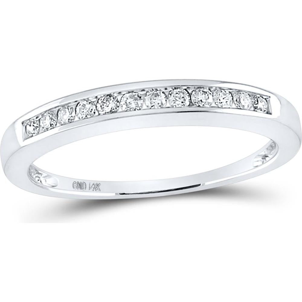 GND 14K White Gold Round Diamond Channel Set Wedding Band - 1/4 Total Carat Weight