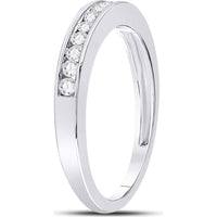 GND 14K White Gold Round Diamond Channel Set Wedding Band - 1/4 Total Carat Weight
