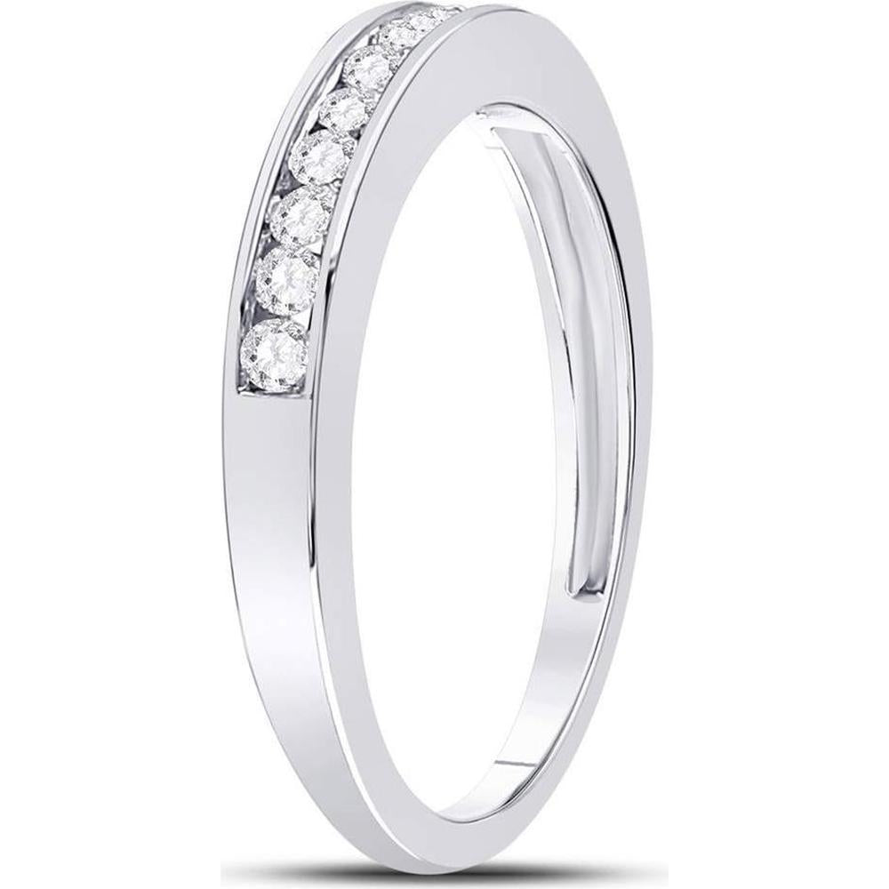 GND 14K White Gold Round Diamond Channel Set Wedding Band - 1/4 Total Carat Weight