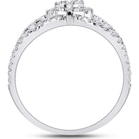 GND 14K White Gold Round Diamond Cluster Ring with Negative Space Design - 0.94 Carat Total Diamond Weight