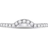 GND 14K White Gold Round Diamond Curved Wedding Band Ring with Pave Setting - 0.28 Carat Total Diamond Weight