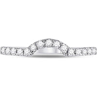 GND 14K White Gold Round Diamond Curved Wedding Band Ring with Pave Setting - 0.28 Carat Total Diamond Weight
