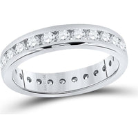 GND 14K White Gold Round Diamond Eternity Wedding Band with Channel-Set Diamonds - 1.47 Carat Total Diamond Weight