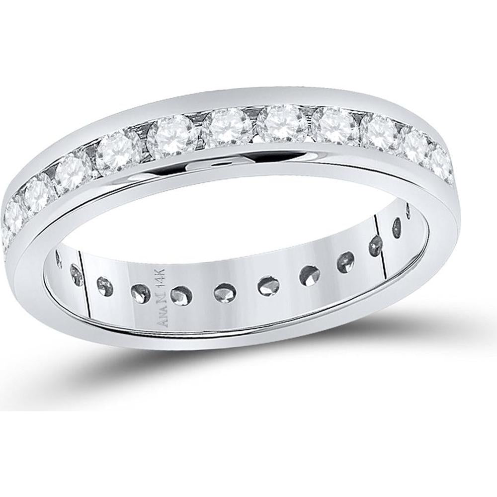 GND 14K White Gold Round Diamond Eternity Wedding Band with Channel-Set Diamonds - 1.47 Carat Total Diamond Weight