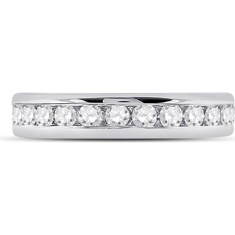 GND 14K White Gold Round Diamond Eternity Wedding Band with Channel-Set Diamonds - 1.47 Carat Total Diamond Weight
