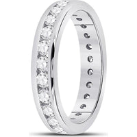 GND 14K White Gold Round Diamond Eternity Wedding Band with Channel-Set Diamonds - 1.47 Carat Total Diamond Weight