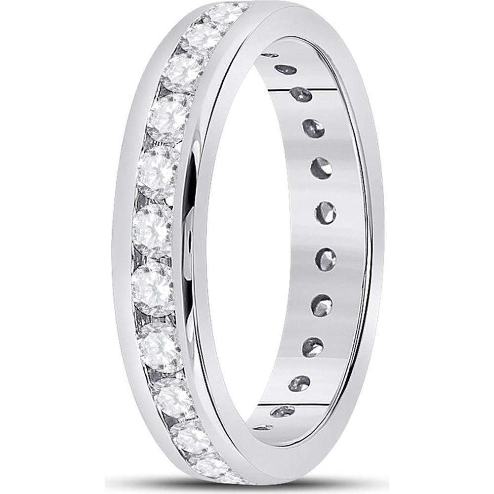GND 14K White Gold Round Diamond Eternity Wedding Band with Channel-Set Diamonds - 1.47 Carat Total Diamond Weight