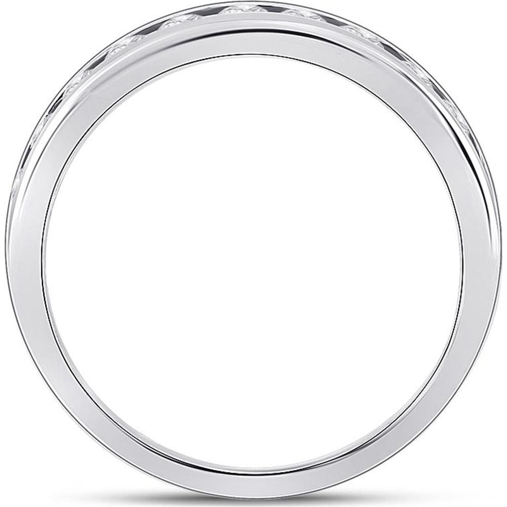 GND 14K White Gold Round Diamond Eternity Wedding Band with Channel-Set Diamonds - 1.47 Carat Total Diamond Weight