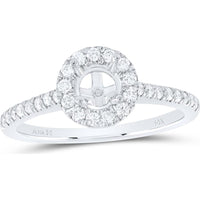 GND 14K White Gold Round Diamond Halo Bridal Semi-Mount Ring with 1/3 Carat Total Diamond Weight