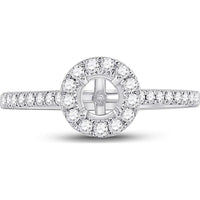 GND 14K White Gold Round Diamond Halo Bridal Semi-Mount Ring with 1/3 Carat Total Diamond Weight