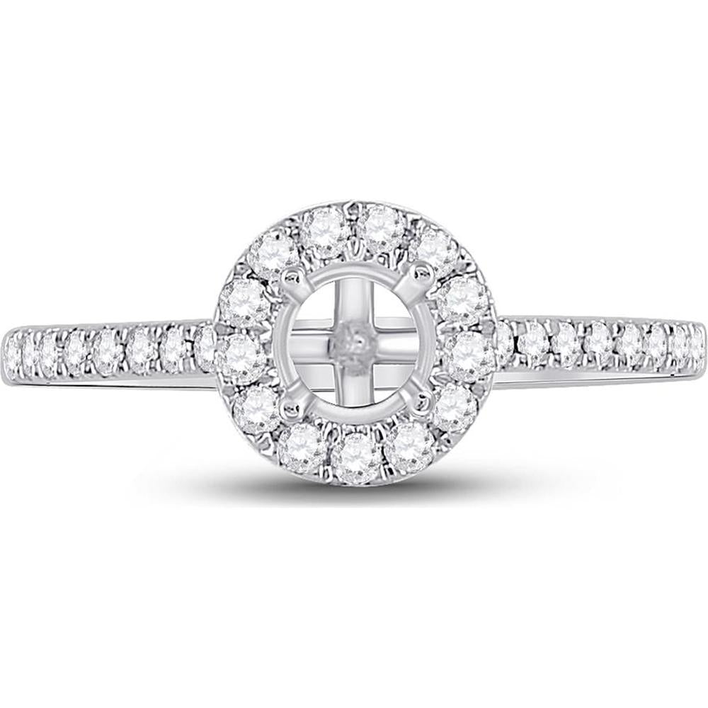 GND 14K White Gold Round Diamond Halo Bridal Semi-Mount Ring with 1/3 Carat Total Diamond Weight