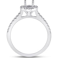 GND 14K White Gold Round Diamond Halo Bridal Semi-Mount Ring with 1/3 Carat Total Diamond Weight