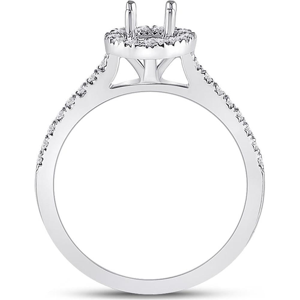 GND 14K White Gold Round Diamond Halo Bridal Semi-Mount Ring with 1/3 Carat Total Diamond Weight