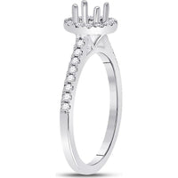 GND 14K White Gold Round Diamond Halo Bridal Semi-Mount Ring with 1/3 Carat Total Diamond Weight