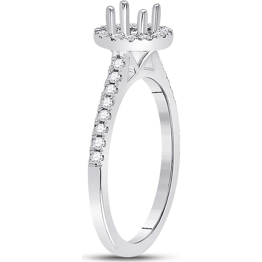 GND 14K White Gold Round Diamond Halo Bridal Semi-Mount Ring with 1/3 Carat Total Diamond Weight