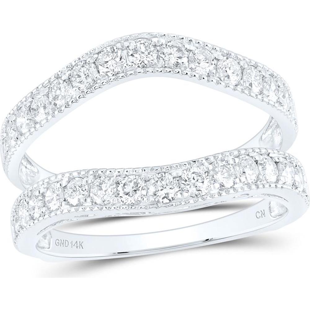 GND 14K White Gold Round Diamond Milgrain Wrap Ring Guard Enhancer - 1.00 Carat Total Diamond Weight